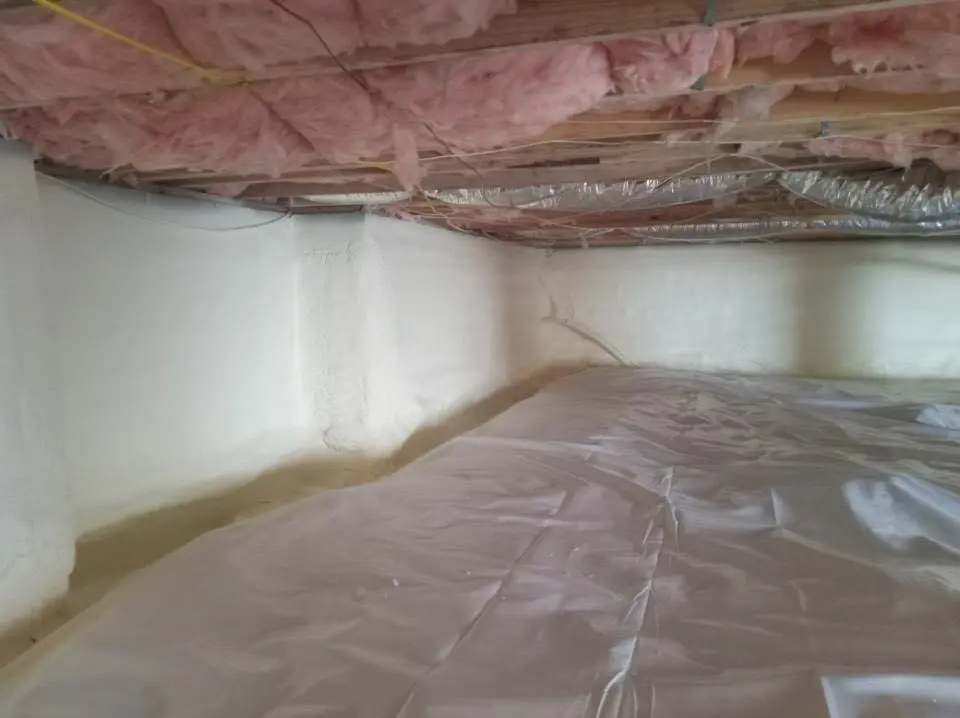 Crawl space encapsulation with closed-cell spray foam for Attic Insulation in North Coventry